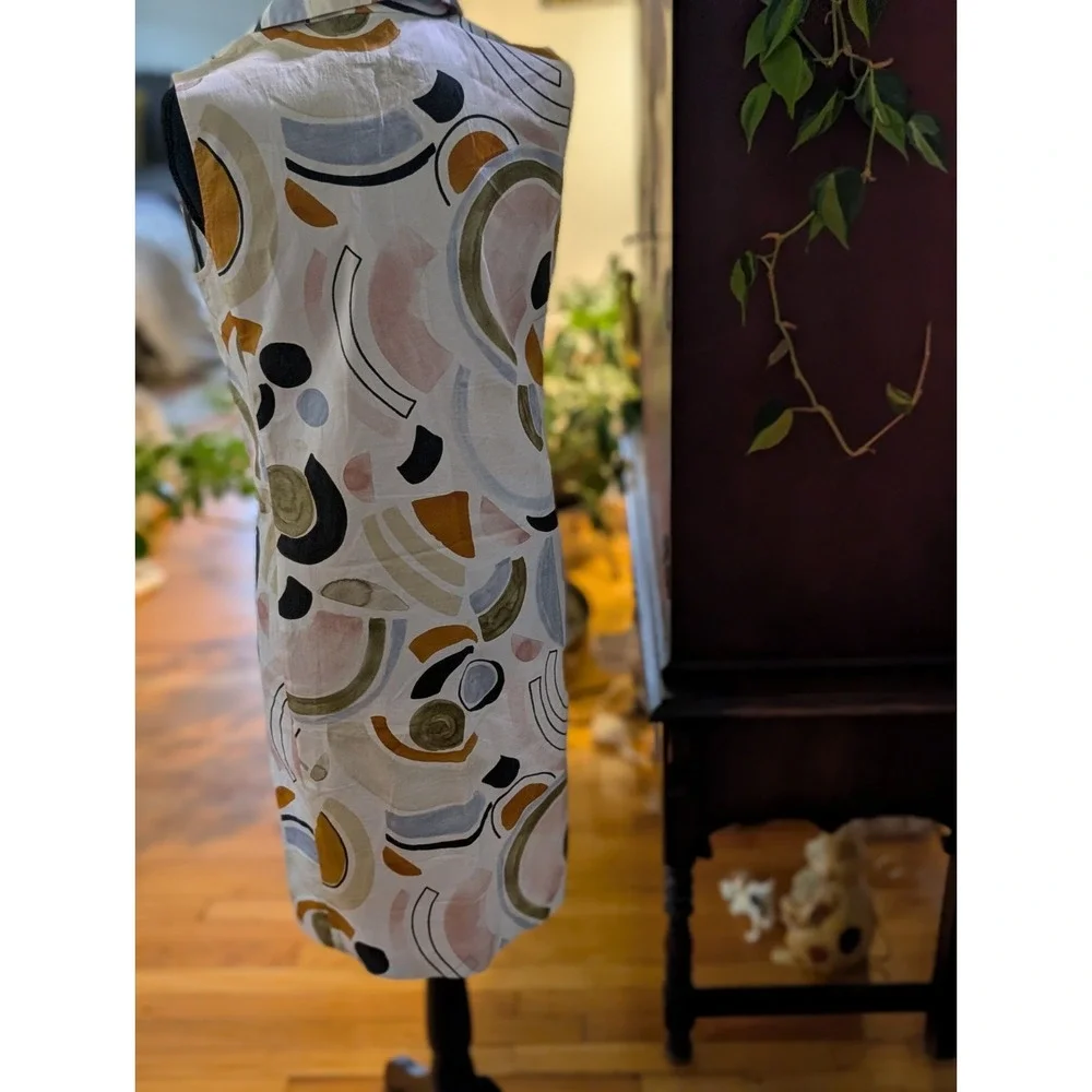 Lafayette 148 New York Rudy Abstract Mid Century Print Shift Dress Women's 2 EUC